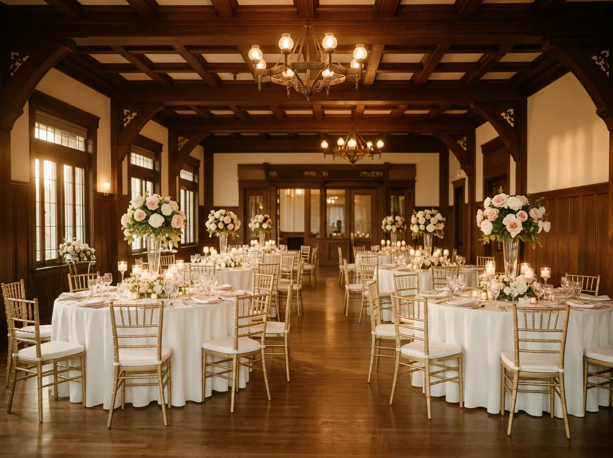 The Clubhouse ballroom decorated for a quinceañera celebration